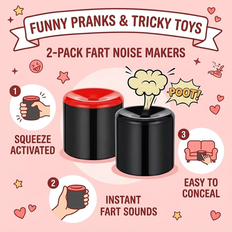 2 Pcs Fart Noise Maker, The Pooter Fart Toy, Squeeze Activated Novelty Gag Gift for Parties and Pranks, Two Pack of The Original Pooter Fart Noise Makers, Hilarious Pooter Tooter Sound Effects - Image 4