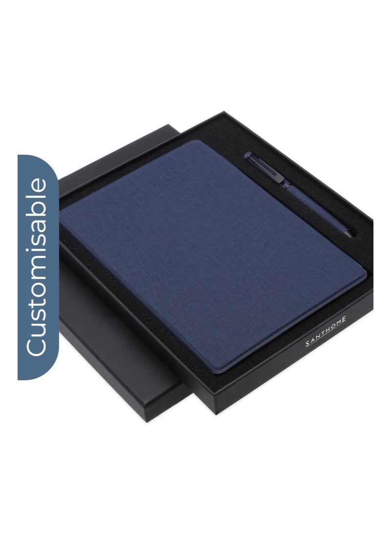 SANTHOME Personalised Sustainable Gift Set with Refillable Notebook & Pen - Navy - Image 4