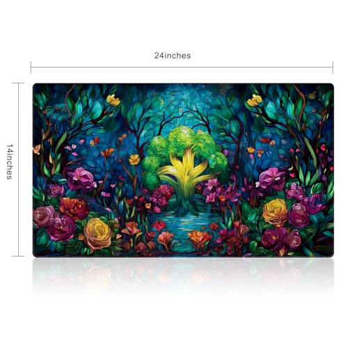 Katomula MTG Playmat TCG Card Game Playmat Stitched Edge NonSlip Rubber Bottom 24 x 14 inch Forest - Image 5