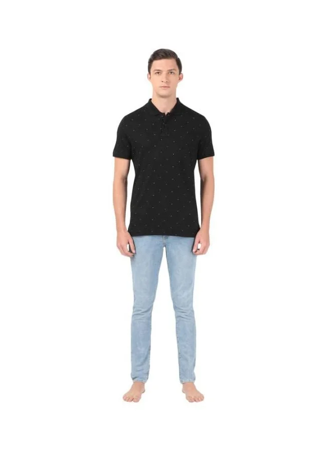 Jockey black IM16 Men Tencel Micro Modal and Cotton Blend Printed Half Sleeve Polo T Shirt for Men | Best Price UAE