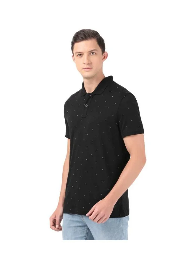 Jockey black IM16 Men Tencel Micro Modal and Cotton Blend Printed Half Sleeve Polo T Shirt for Men | Best Price UAE