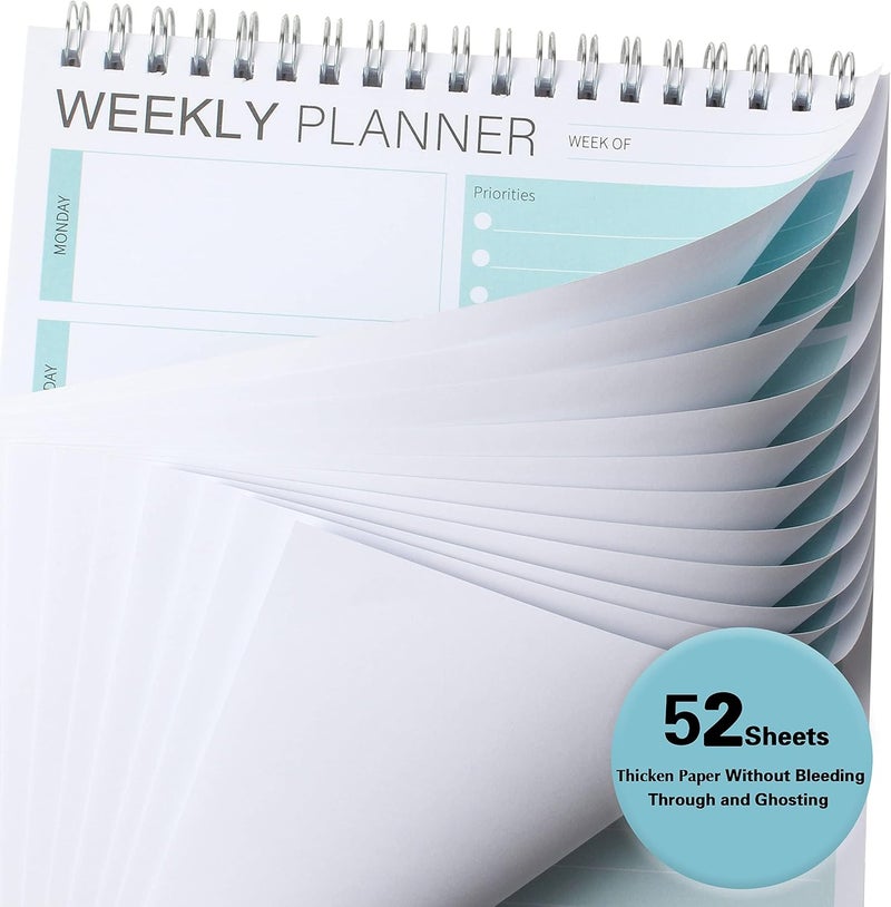 KAICN 3PC Weekly Planner Notepad,Spiral To Do List Undated Planning Pad, Weekly Organizer for Students, Weekly Agenda for Work & Daily Life, 52 Sheets, 6.5 x 9.8 in (Green) - Image 4