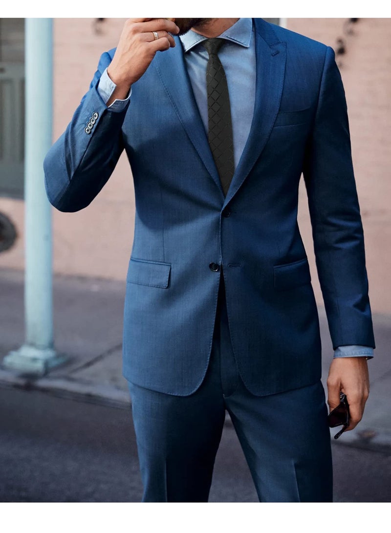 Excefore ربطات عنق رفيعة للرجال، عرض نحيف كلاسيكي للرجال 2.17 بوصة، ربطات عنق رفيعة واسعة بنمط مختلف مختلط، ربطة عنق حريرية رسمية للأعمال التجارية من قماش الجاكار الرفيع لحفلات الزفاف (أسود) - Image 2