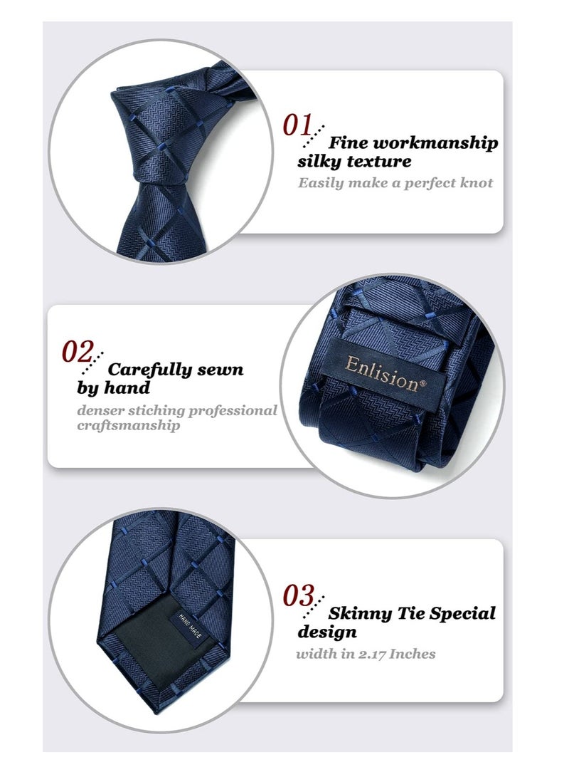 Excefore ربطات عنق رفيعة للرجال، عرض نحيف كلاسيكي للرجال 2.17 بوصة، ربطات عنق رفيعة واسعة بنمط مختلف مختلط، ربطة عنق حريرية رسمية للأعمال التجارية من قماش الجاكار الرفيع لحفلات الزفاف (أسود) - Image 5