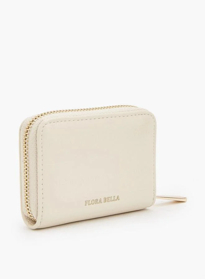 Flora Bella By Shoexpress cream Solid Card Holder With Zip Closure for Women | Best Price UAE
