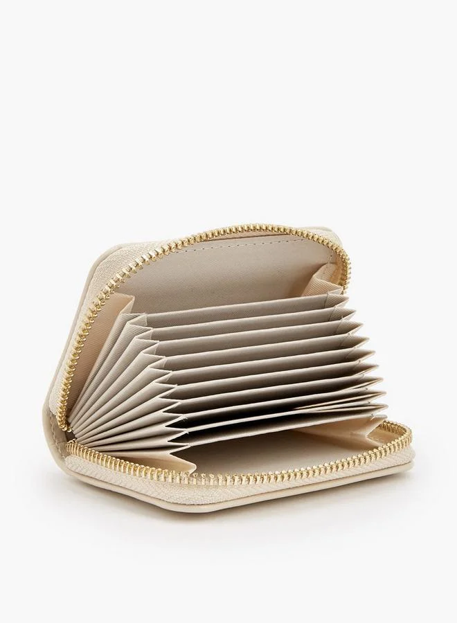 Flora Bella By Shoexpress cream Solid Card Holder With Zip Closure for Women | Best Price UAE