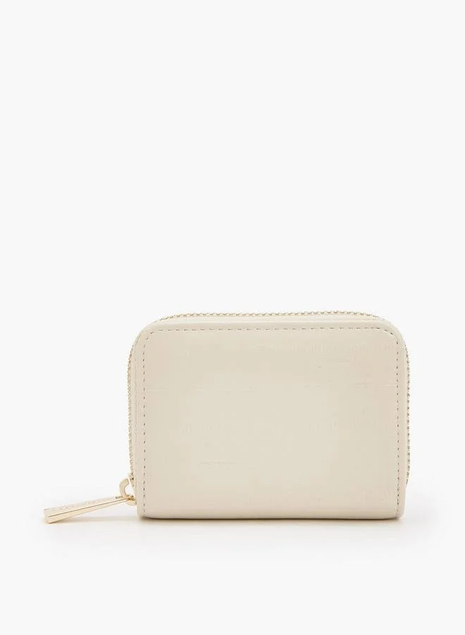 Flora Bella By Shoexpress cream Solid Card Holder With Zip Closure for Women | Best Price UAE