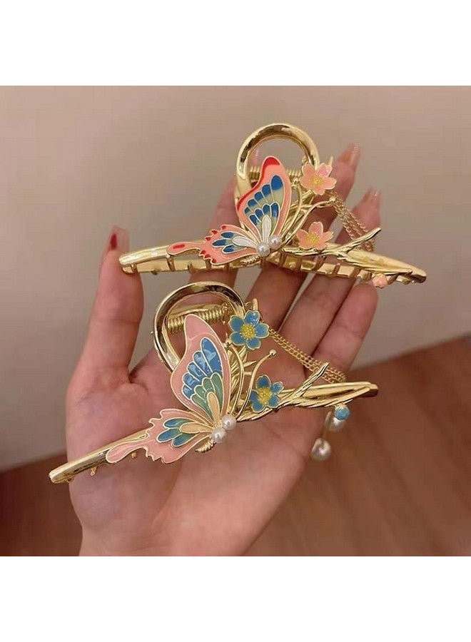 WHISKET Butterfly Hair Claw Clips, Non-Slip Metal Claw Hair Clips with Elegant Butterfly Design, Sparkly Hair Jaw Clip, Strong Hold Hair Jaw Clamp Clips for Woman (QUEEN, Q-pink) - Image 2