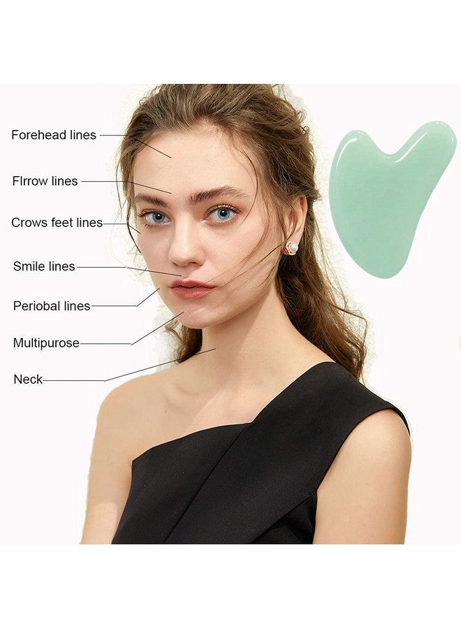Ditind Gua Sha, Jade Stone Gua Sha Massage Tool, Guasha Tool for Face and Body Skin Massage. Gua Sha Set for Toxins Prevents Wrinkles for SPA Acupuncture, Therapy Trigger Point Treatment. - Image 4