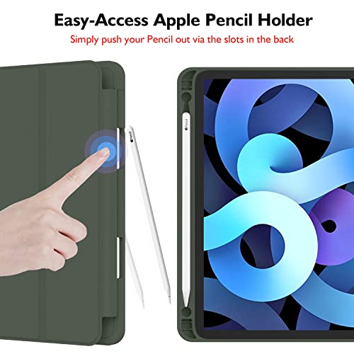 iMieet iPad Air 11 Inch Case M3(2025) / M2 (2024), iPad Air 5th/4th Generation Case 2022/2020 10.9 Inch with Pencil Holder,Trifold Stand Smart Case with Soft TPU Back(Dark Green) - Image 3