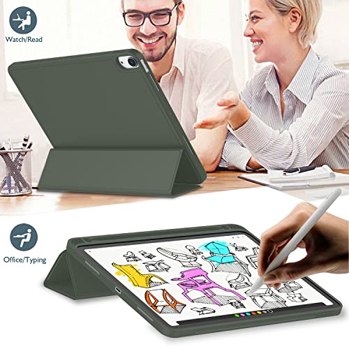iMieet iPad Air 11 Inch Case M3(2025) / M2 (2024), iPad Air 5th/4th Generation Case 2022/2020 10.9 Inch with Pencil Holder,Trifold Stand Smart Case with Soft TPU Back(Dark Green) - Image 5