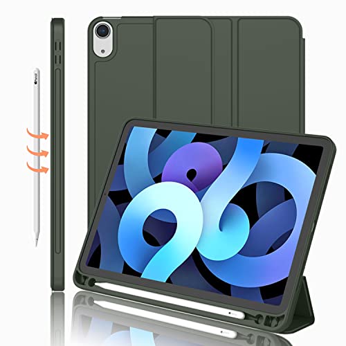 iMieet iPad Air 11 Inch Case M3(2025) / M2 (2024), iPad Air 5th/4th Generation Case 2022/2020 10.9 Inch with Pencil Holder,Trifold Stand Smart Case with Soft TPU Back(Dark Green) - Image 1