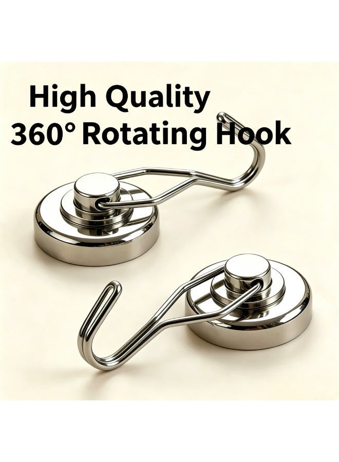 360° Rotatable Metal Magnetic Hooks, 32mm, Pack of 6, Max Load 34KG, Drill-Free Heavy Duty Magnet Hooks for Garage, Warehouse, Kitchen & Tool Storage - Image 3