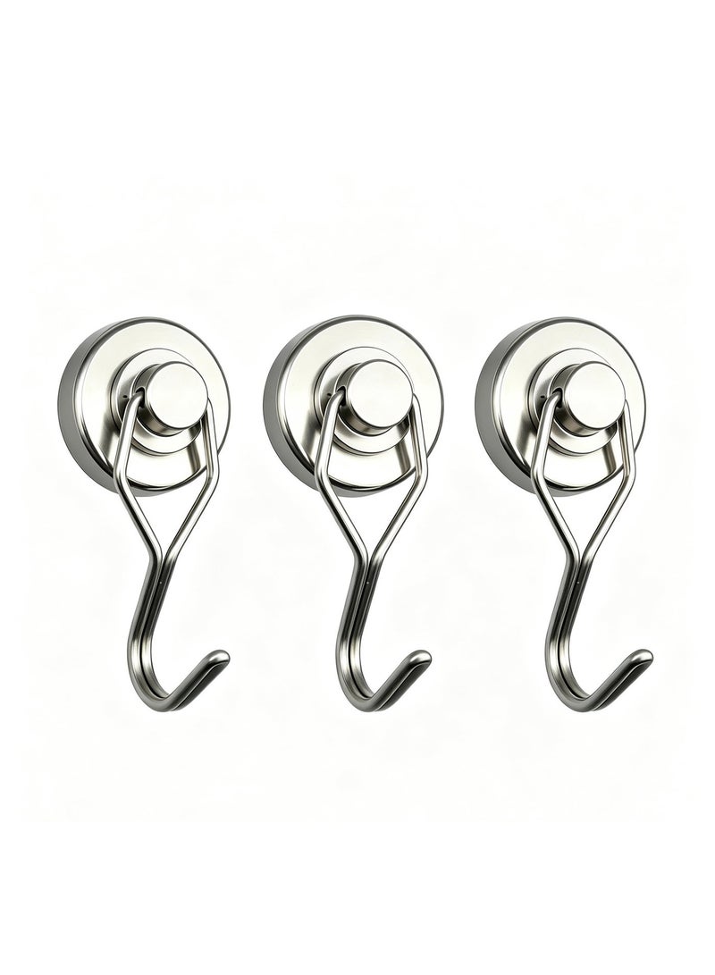 360° Rotatable Metal Magnetic Hooks, 32mm, Pack of 6, Max Load 34KG, Drill-Free Heavy Duty Magnet Hooks for Garage, Warehouse, Kitchen & Tool Storage - Image 1