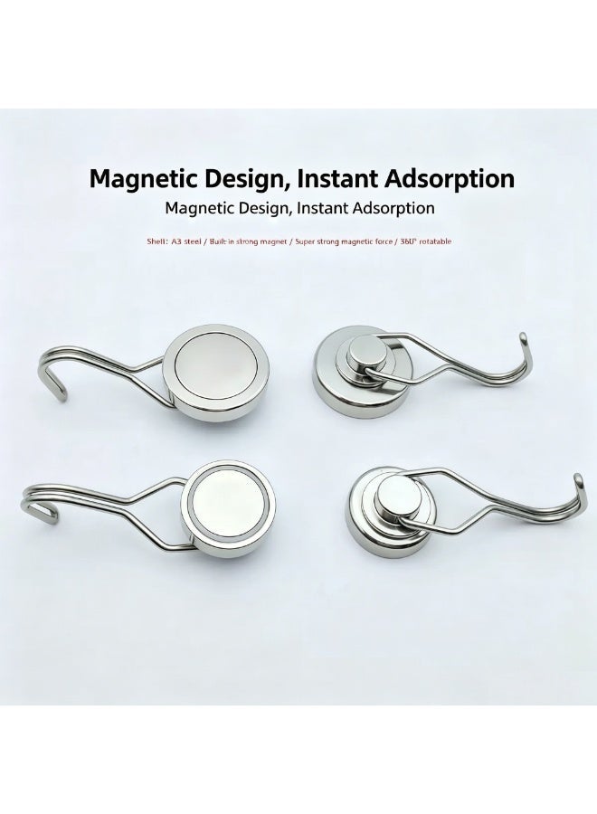 360° Rotatable Metal Magnetic Hooks, 32mm, Pack of 6, Max Load 34KG, Drill-Free Heavy Duty Magnet Hooks for Garage, Warehouse, Kitchen & Tool Storage - Image 4