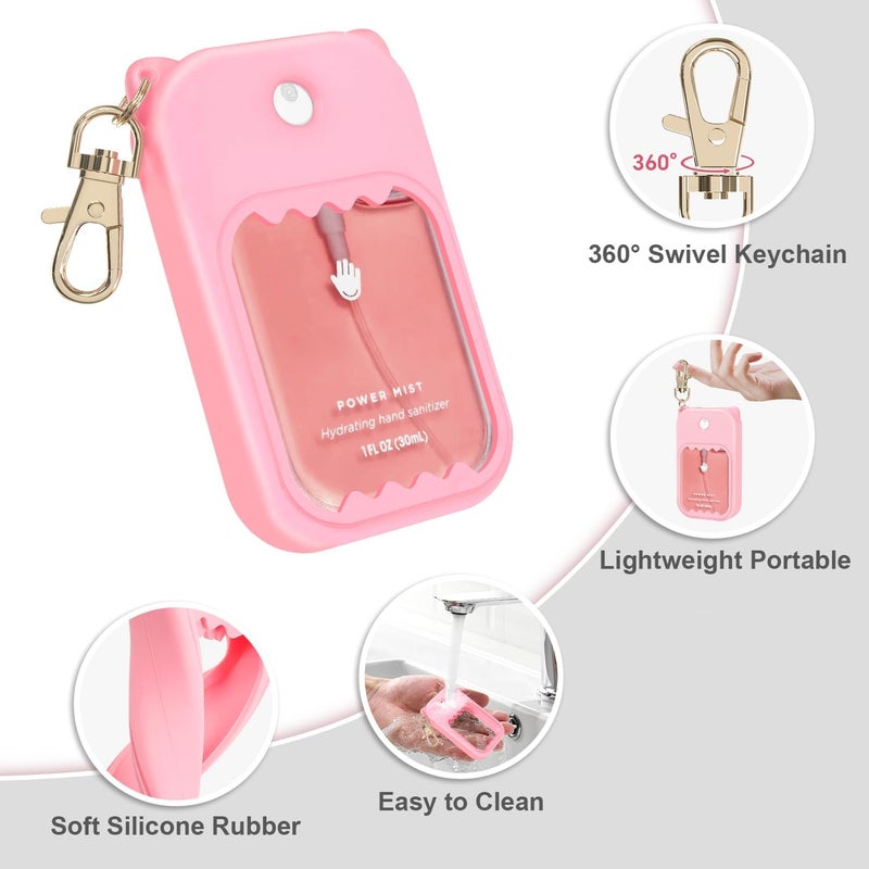 Flexible varied design 3Pcs Hand Sanitizer Spray Case for Touchland Silicone Touchland Case Keychain Cute Hand Sanitizer Spray Holder Compatible with Touchland Power Mist Gentle Mist Glow Mist (Pink & Purple & Blue) Easy daily handling design - Image 2