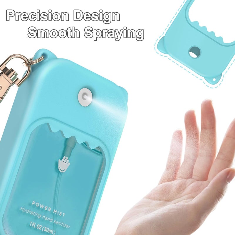 Flexible varied design 3Pcs Hand Sanitizer Spray Case for Touchland Silicone Touchland Case Keychain Cute Hand Sanitizer Spray Holder Compatible with Touchland Power Mist Gentle Mist Glow Mist (Pink & Purple & Blue) Easy daily handling design - Image 5