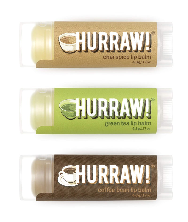 Hurraw Chai Spice Green Tea Coffee Bean Lip Balms 3 Pack Bundle Organic Certified Vegan Cruelty and Gluten Free NonGMO 100 Natural Ingredients Bee Shea Soy and Palm Free Made in USA