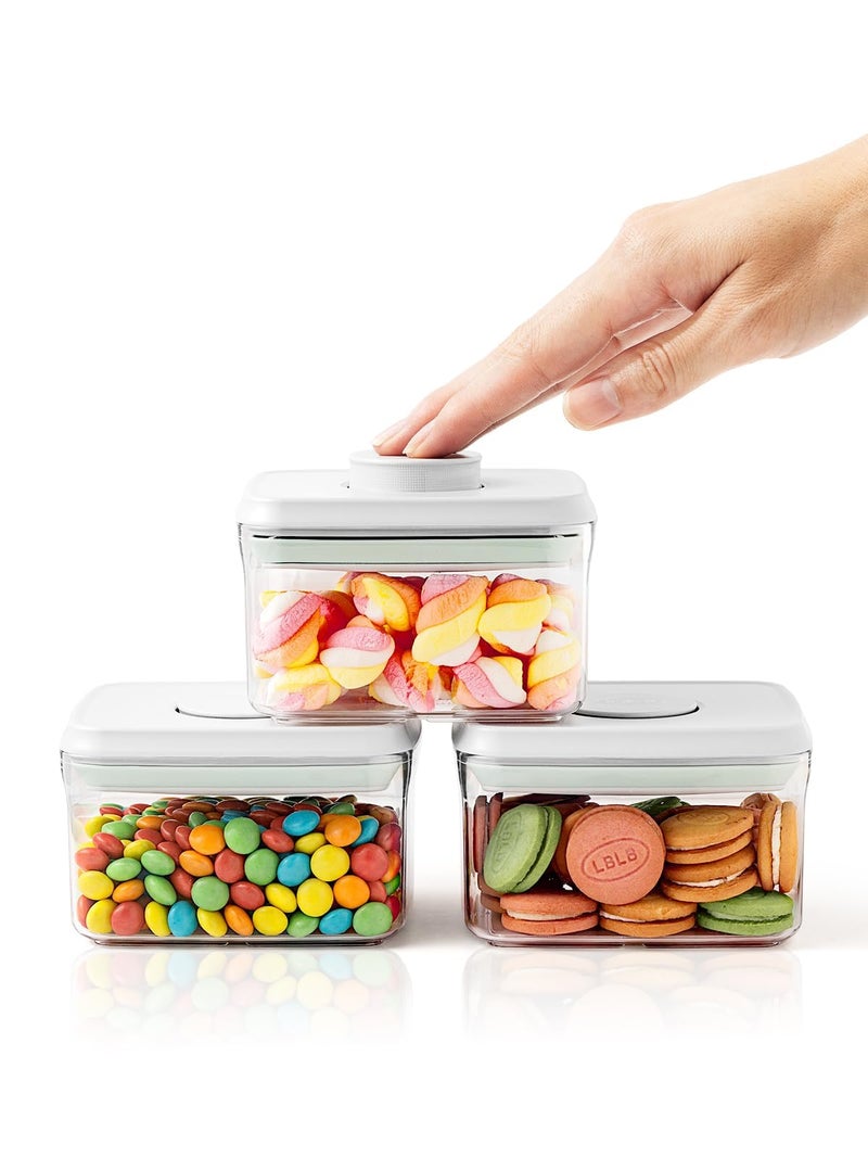 Tourdeus 06 Qt Snack Containers 3 Pack BPAFree Mini Food Storage Canisters with OneTouch Lids Stackable Clear Candy Travel Containers for Pantry Classroom Freezer - Image 2
