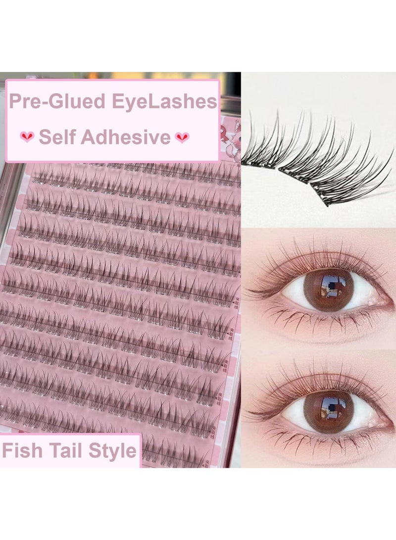 saykfoe Self-Adhesive Eyelash Clusters: 120 Pre-Glued Press On Lashes - Natural Messy 5D Individual DIY Lash Extensions - No Glue No Remover Needed Lashes - Image 3