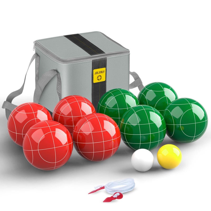 JOLORLY Professional Grade 107mm Bocce Ball Game Set Regulation Size and Weight 920g for Official Tournaments Red and Green - Image 2