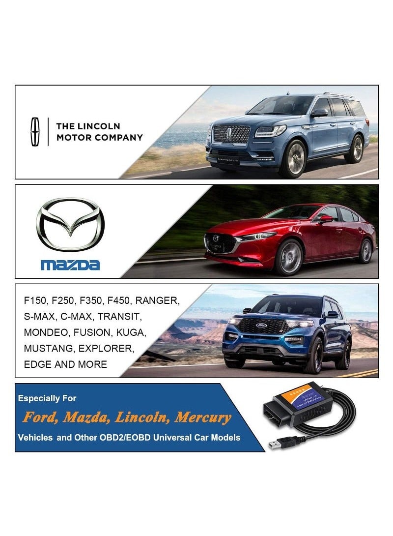 KENSON FORScan ELM327 OBD2 USB Adapter For Windows Diagnostic Coding Tool With MS-CAN/HS-CAN Switch For Ford Lincoln Mazda Mercury Series Vehicles - Image 3