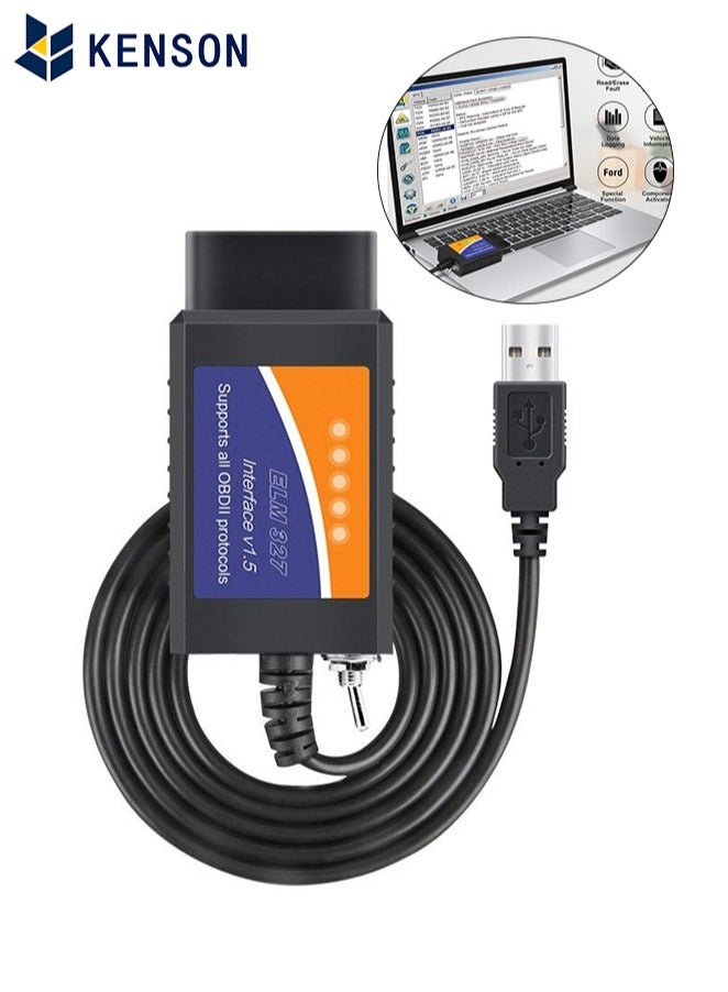 KENSON FORScan ELM327 OBD2 USB Adapter For Windows Diagnostic Coding Tool With MS-CAN/HS-CAN Switch For Ford Lincoln Mazda Mercury Series Vehicles - Image 1