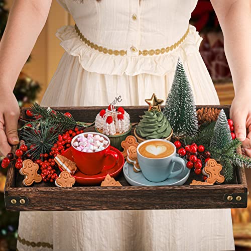 TOPZEA 3 Pack Wood Serving Tray with Handle, Farmhouse Wooden Coffee Table Trays Decorative Breakfast Tray for Bed, Couch, Ottoman, 3 Size - Image 5