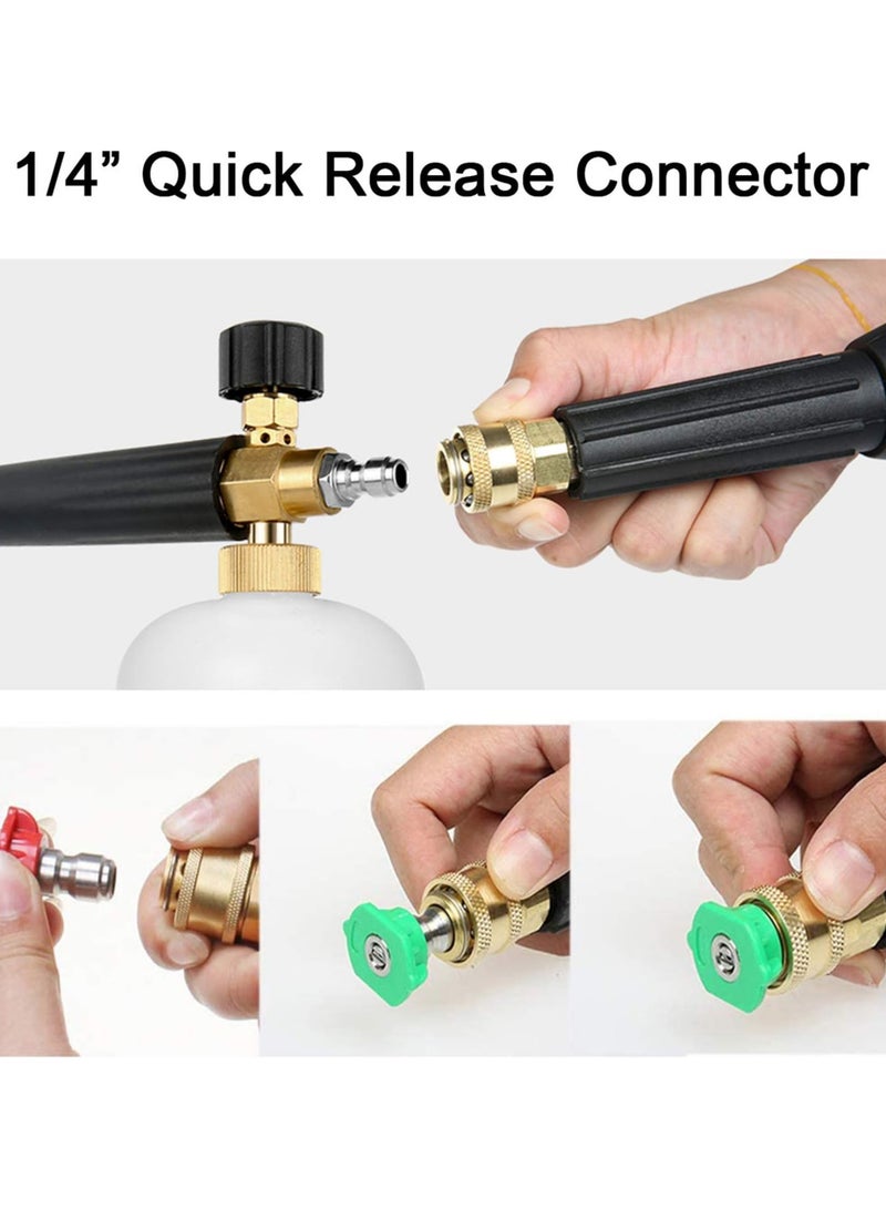 Pressure Washer Foam Cannon, 1L Adjustable 1/4 Quick Release Snow Foam Lance Bottle Soap Dispenser Jet Wash Foam Sprayer, 5Pcs Pressure Washer Spray Nozzle Tips for Car Washing, Yard Cleaning - Image 2