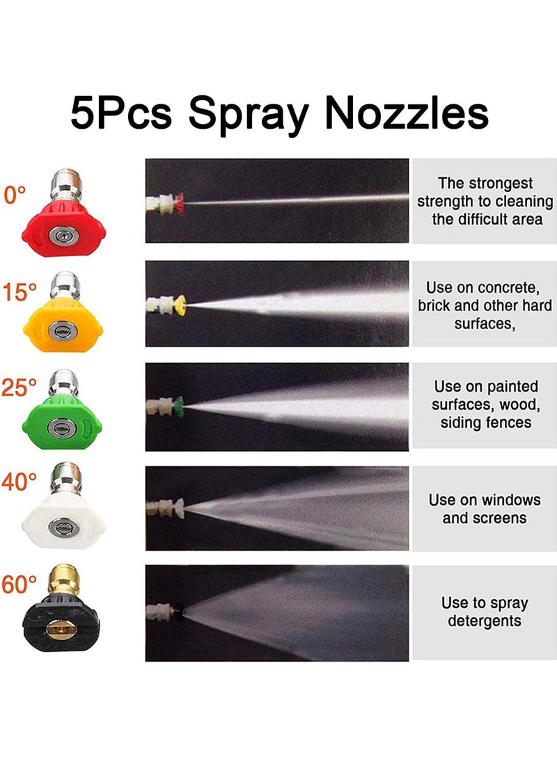 Pressure Washer Foam Cannon, 1L Adjustable 1/4 Quick Release Snow Foam Lance Bottle Soap Dispenser Jet Wash Foam Sprayer, 5Pcs Pressure Washer Spray Nozzle Tips for Car Washing, Yard Cleaning - Image 4