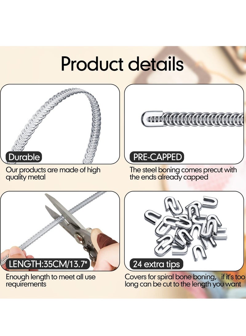 Y&D Spiral Steel Metal Boning 24 Pieces 13.7 Inch Corset Boning Precut with Tips Structure and Form for Corsets Costumes Making Supplies - Image 4