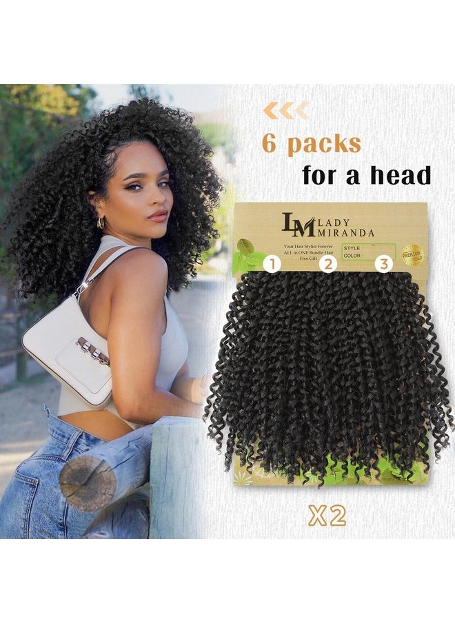 Lady Miranda - Pure Color Afro Kinky Curly Braiding Hair Extensions Jerry Curl Crochet Hair 3X Braid Hair Short Synthetic Hair Styles (Black) - Image 1