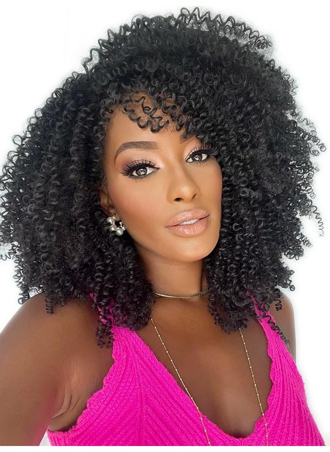 Lady Miranda - Pure Color Afro Kinky Curly Braiding Hair Extensions Jerry Curl Crochet Hair 3X Braid Hair Short Synthetic Hair Styles (Black) - Image 1