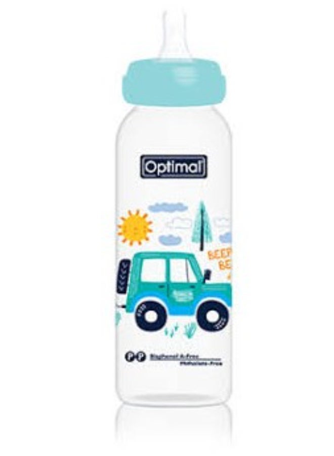 Optimal زجاجة رضاعة ذات عنق ضيق 240 مل، لون أزرق - Image 2