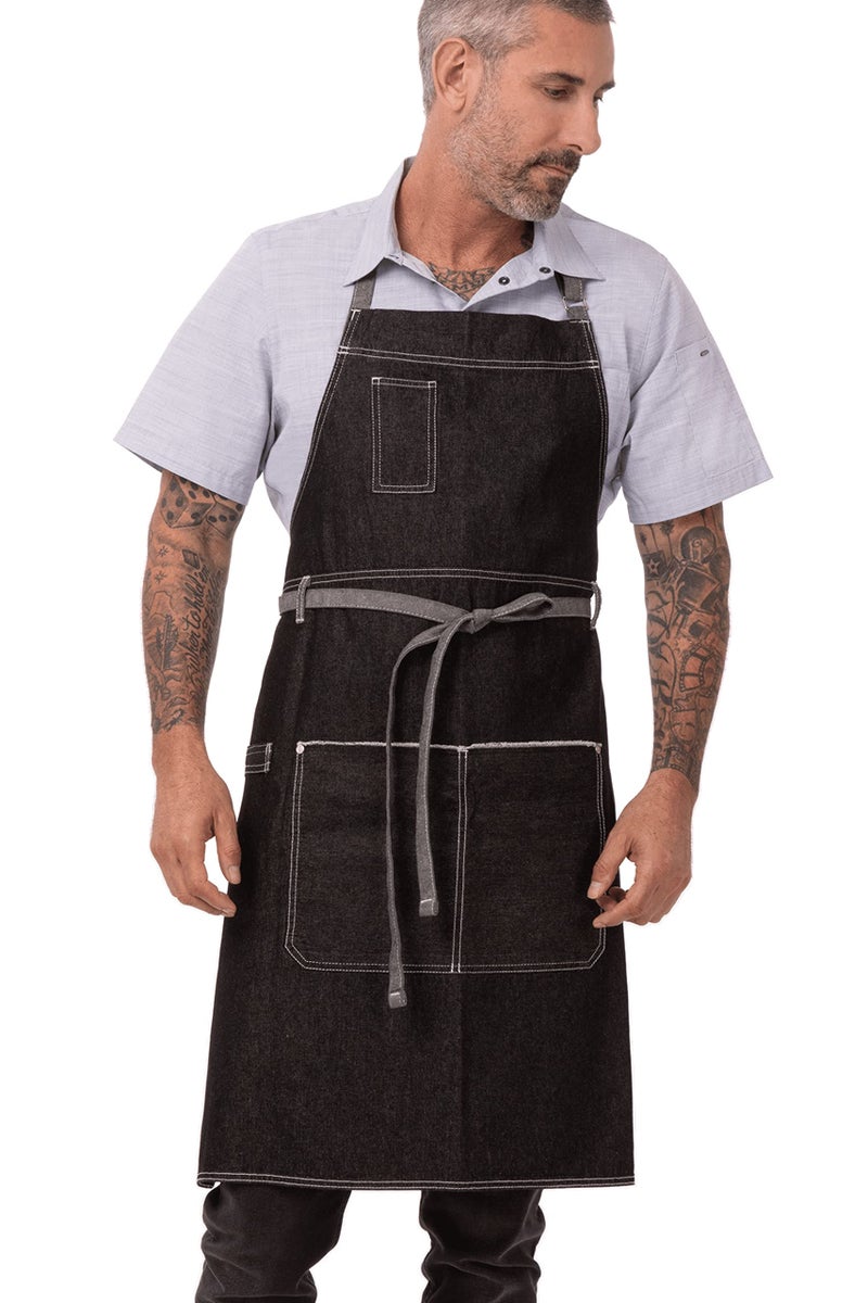 Chef Works Unisex Bronx Bib Apron Black One Size