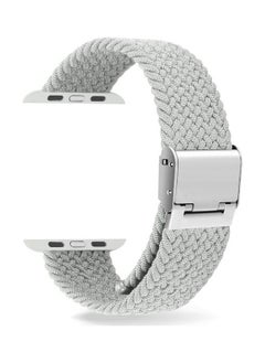 PROMASS Braided with Stainless Steel Replacement Watchbands For Apple Watch Series 7/6/SE/5/4/3/2/1 45/44/42mm White 
