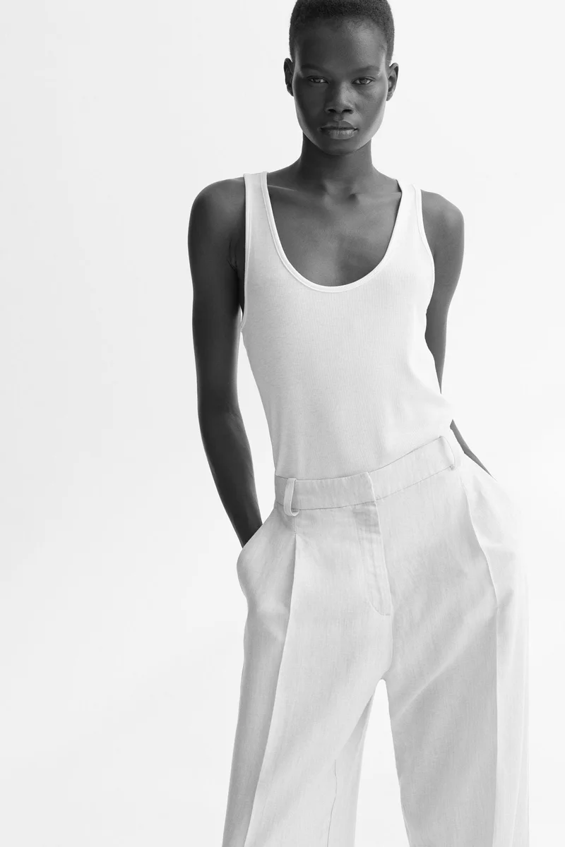 H&M Wide linen-blend trousers