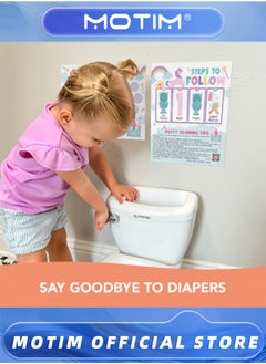 Motim 2PCS Potty Training Chart for Toddlers Potty Chart Potty Sticker Chart Potty Rewards for Toddlers Girls  - Image 4