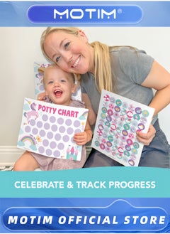Motim 2PCS Potty Training Chart for Toddlers Potty Chart Potty Sticker Chart Potty Rewards for Toddlers Girls  - Image 2