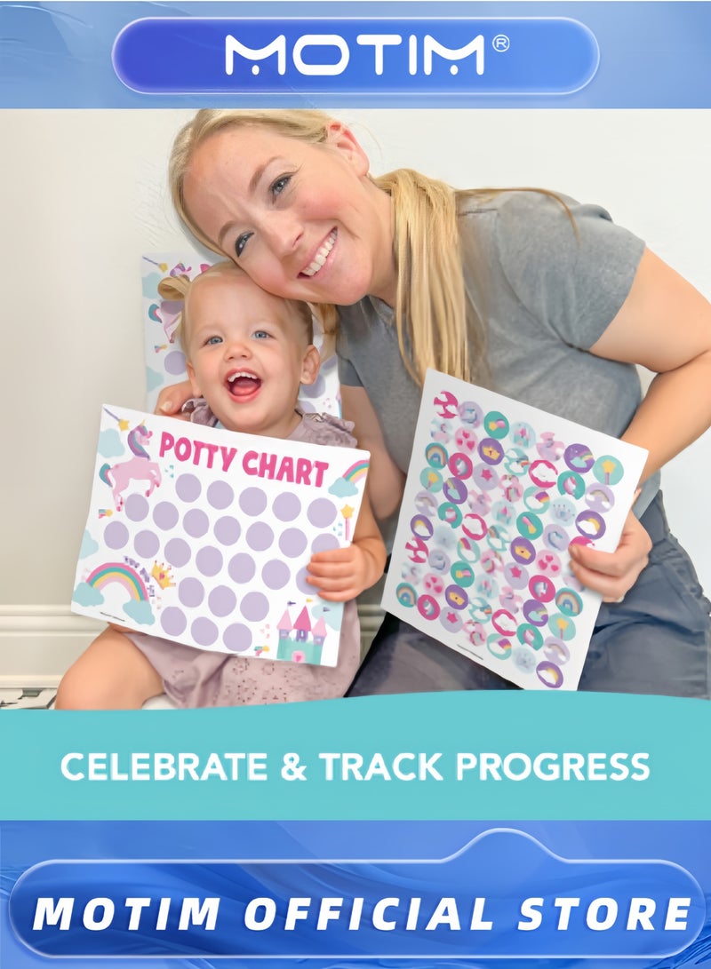 Motim 2PCS Potty Training Chart for Toddlers Potty Chart Potty Sticker Chart Potty Rewards for Toddlers Girls - Image 2