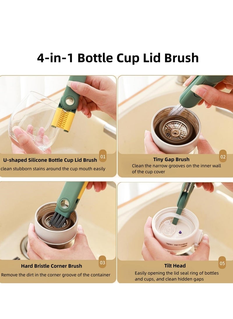 5-in-1 Cup Lid Gap Cleaning Brush Set, 2 PCS Multifunctional Insulation Bottle Cleaning Tools, Silicone Cup Holder Clean for Water Bottles, Baby Bottles, Tumblers, Narrow Neck Containers - Image 2