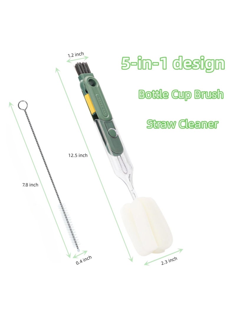 5-in-1 Cup Lid Gap Cleaning Brush Set, 2 PCS Multifunctional Insulation Bottle Cleaning Tools, Silicone Cup Holder Clean for Water Bottles, Baby Bottles, Tumblers, Narrow Neck Containers - Image 3