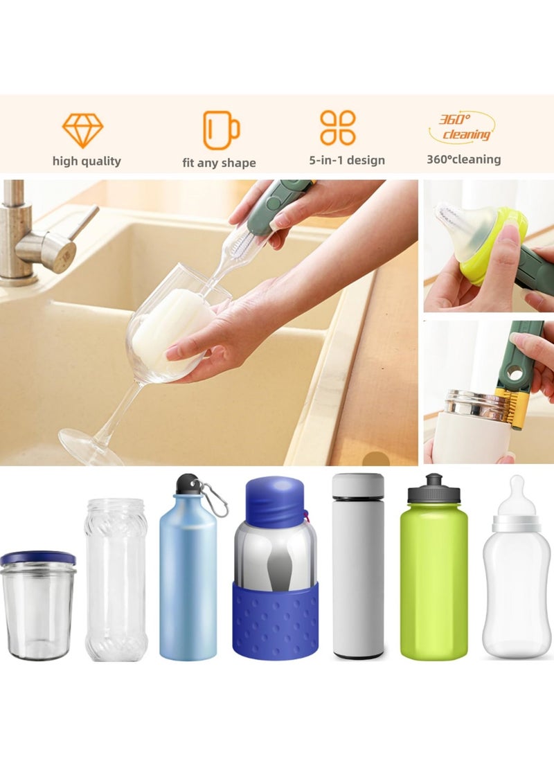 5-in-1 Cup Lid Gap Cleaning Brush Set, 2 PCS Multifunctional Insulation Bottle Cleaning Tools, Silicone Cup Holder Clean for Water Bottles, Baby Bottles, Tumblers, Narrow Neck Containers - Image 5