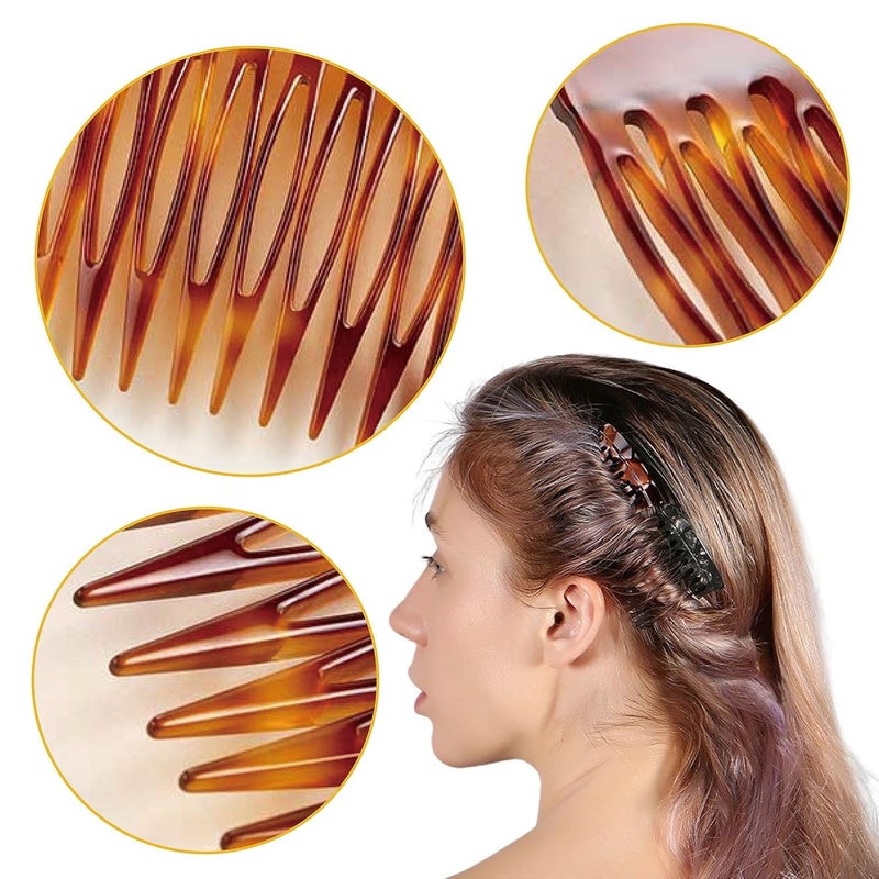 HYFEEL Hair Side Combs - Small French Side Hair Comb Clips for Women Decorative French Twist Hair Styling Accessories -4 Pcs (Tortoise, Brown) - Image 4