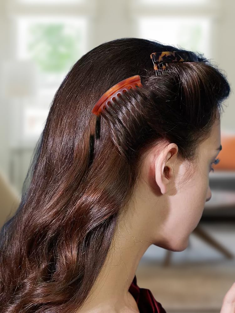 HYFEEL Hair Side Combs - Small French Side Hair Comb Clips for Women Decorative French Twist Hair Styling Accessories -4 Pcs (Tortoise, Brown) - Image 2