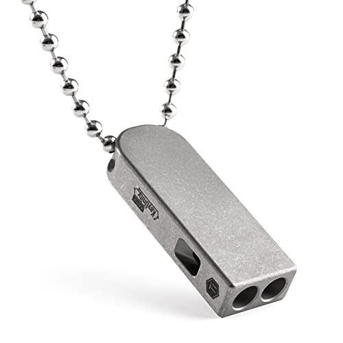 KeyUnity KA25L Titanium EDC Whistle Dual Tubes Outdoor Emergency Whistle for Keychain, Comes with Necklace to Hang on Neck (KA25L) - Image 1