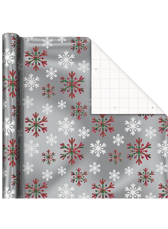 Hallmark Foil Christmas Wrapping Paper with Cut Lines on Reverse (3 Rolls: 60 sq. ft. ttl) Plaid Snowflakes, Snowmen, Red, Green and Blue Plaid - Image 5