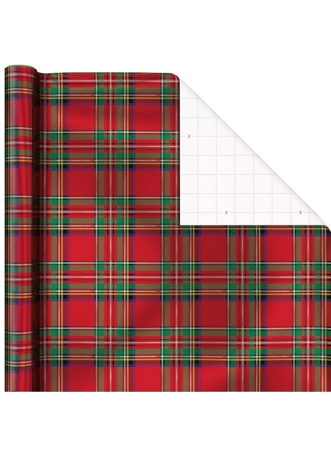 Hallmark Foil Christmas Wrapping Paper with Cut Lines on Reverse (3 Rolls: 60 sq. ft. ttl) Plaid Snowflakes, Snowmen, Red, Green and Blue Plaid - Image 4