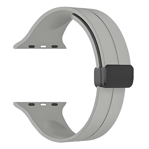 PunnkFunnk Punnk Funnk Magnetic Watch Strap Compatible with (42-44mm/45mm), Soft Silicone Sports Wristband for Watch Series 7/6/5/4/3/2/1/SE (Watch Not Included)(Light Grey) - Image 1