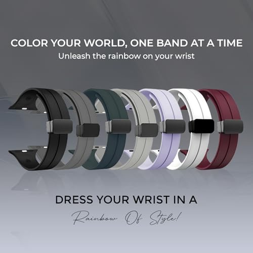 PunnkFunnk Punnk Funnk Magnetic Watch Strap Compatible with (42-44mm/45mm), Soft Silicone Sports Wristband for Watch Series 7/6/5/4/3/2/1/SE (Watch Not Included)(Light Grey) - Image 5